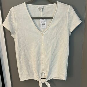 J. Crew Cream Short Sleeve Button Down Shirt